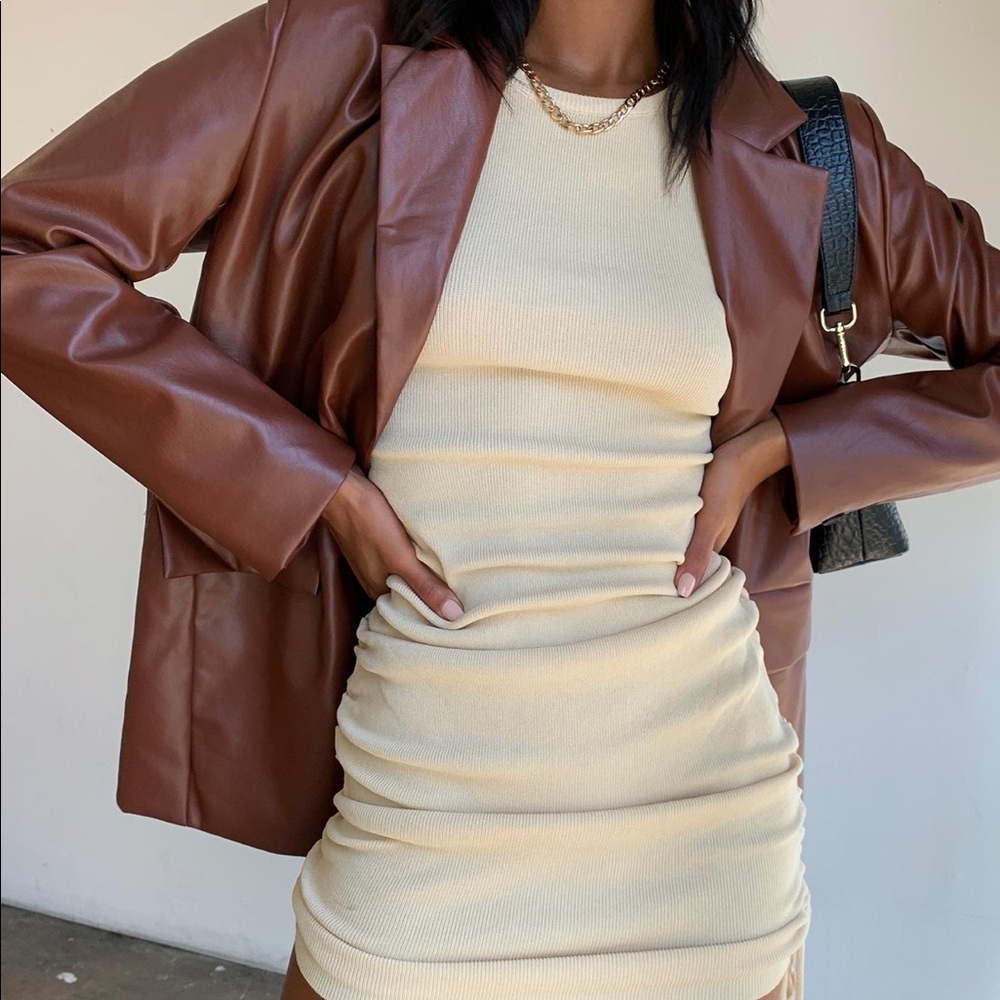 Military Minds Mini Dress Beige